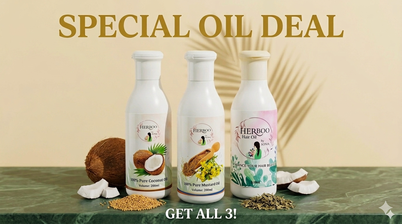 Deal of 3  oils ( herboo + mustard + coconut )
